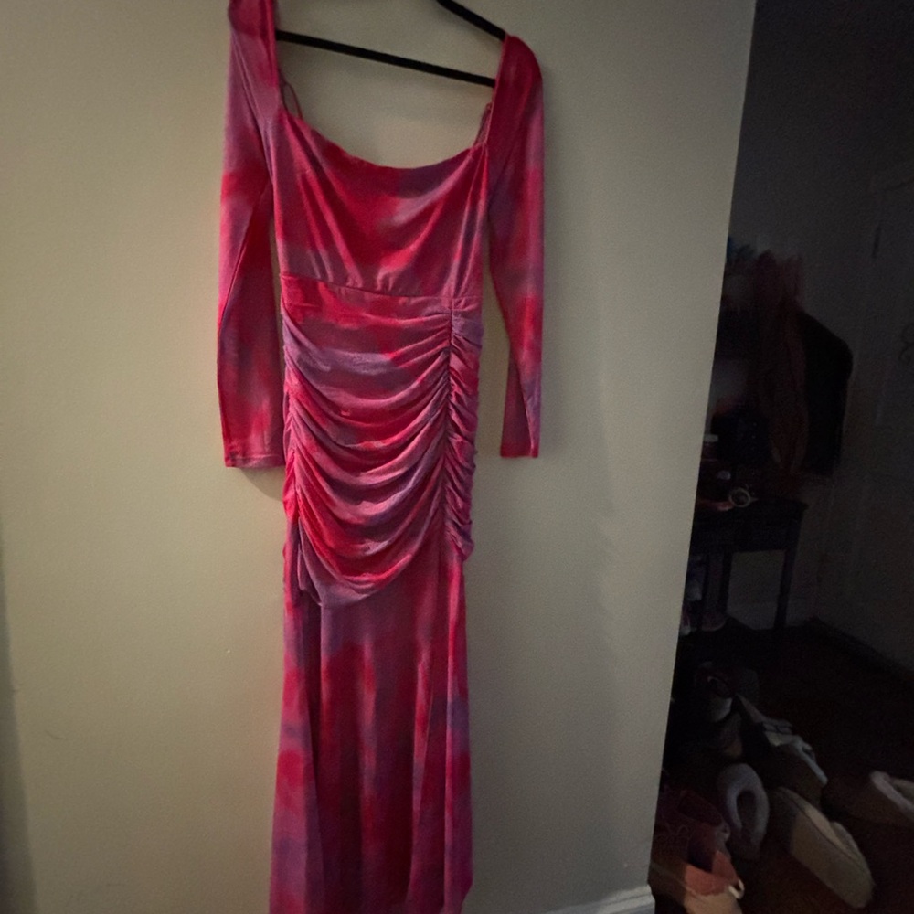 Selfie Leslie Vibrant Pink and Purple Long Sleeve Dress